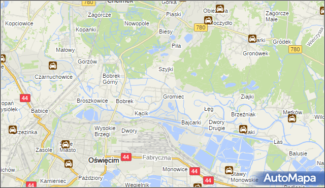 mapa Gromiec, Gromiec na mapie Targeo