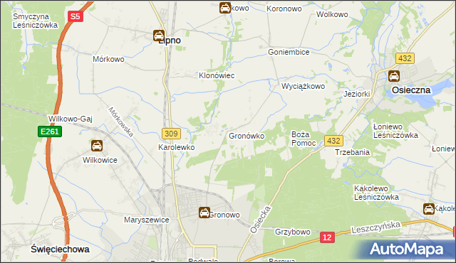 mapa Gronówko gmina Lipno, Gronówko gmina Lipno na mapie Targeo