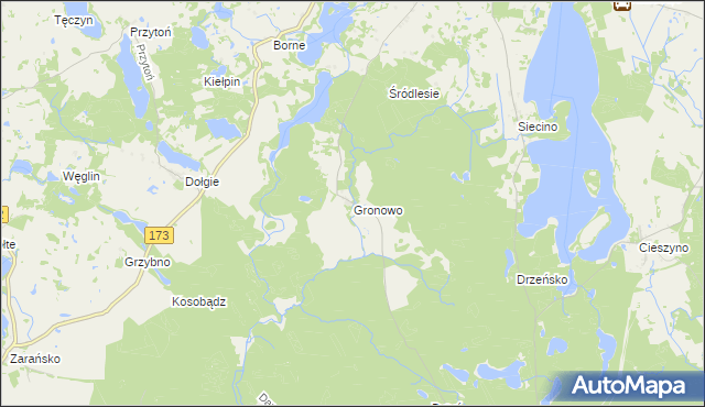 mapa Gronowo gmina Ostrowice, Gronowo gmina Ostrowice na mapie Targeo