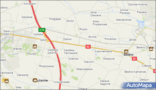 mapa Groszki gmina Bedlno, Groszki gmina Bedlno na mapie Targeo