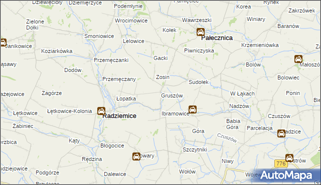 mapa Gruszów gmina Pałecznica, Gruszów gmina Pałecznica na mapie Targeo