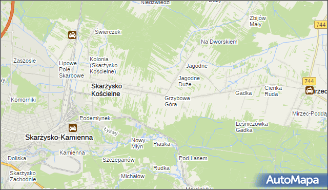 mapa Grzybowa Góra, Grzybowa Góra na mapie Targeo