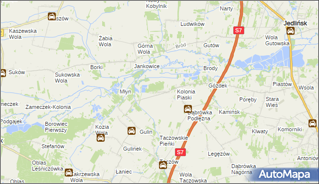 mapa Gustawów gmina Zakrzew, Gustawów gmina Zakrzew na mapie Targeo