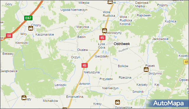 mapa Gwizdałki, Gwizdałki na mapie Targeo