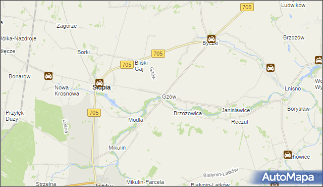 mapa Gzów, Gzów na mapie Targeo