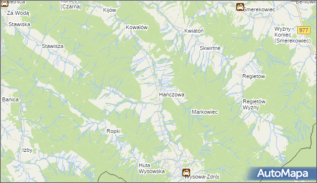 mapa Hańczowa, Hańczowa na mapie Targeo