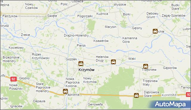 mapa Helenów Drugi gmina Krzymów, Helenów Drugi gmina Krzymów na mapie Targeo