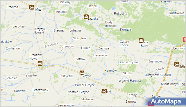 mapa Henryków gmina Iłów, Henryków gmina Iłów na mapie Targeo