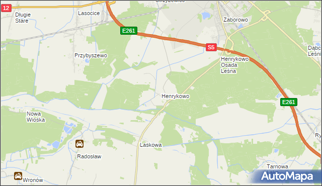 mapa Henrykowo gmina Święciechowa, Henrykowo gmina Święciechowa na mapie Targeo