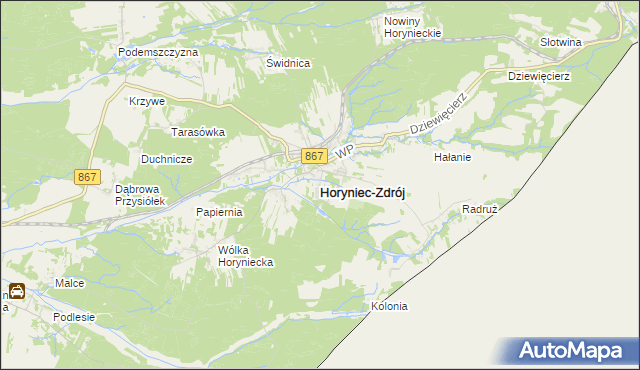 mapa Horyniec-Zdrój, Horyniec-Zdrój na mapie Targeo