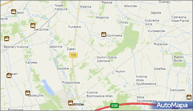 mapa Humin-Dobra Ziemskie, Humin-Dobra Ziemskie na mapie Targeo
