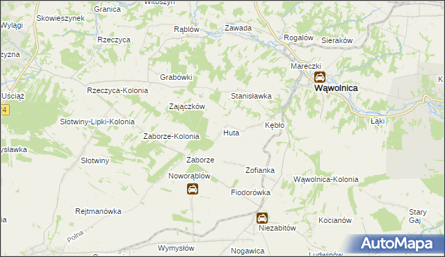 mapa Huta gmina Wąwolnica, Huta gmina Wąwolnica na mapie Targeo