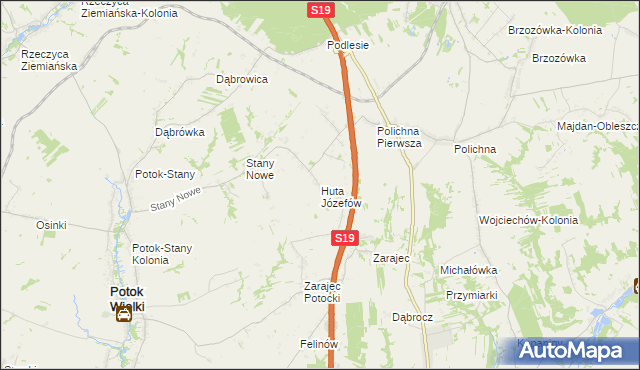 mapa Huta Józefów, Huta Józefów na mapie Targeo