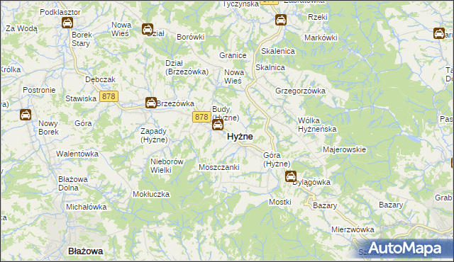 mapa Hyżne, Hyżne na mapie Targeo