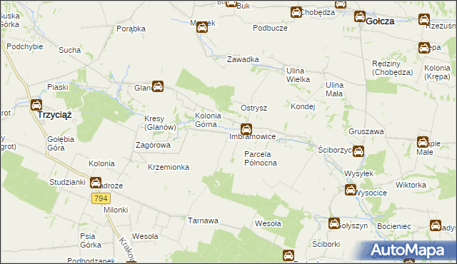 mapa Imbramowice gmina Trzyciąż, Imbramowice gmina Trzyciąż na mapie Targeo