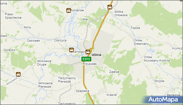 mapa Izbica powiat krasnostawski, Izbica powiat krasnostawski na mapie Targeo