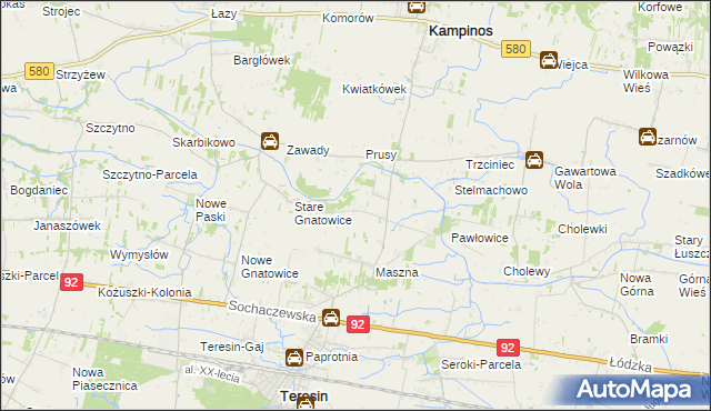 mapa Izbiska gmina Teresin, Izbiska gmina Teresin na mapie Targeo