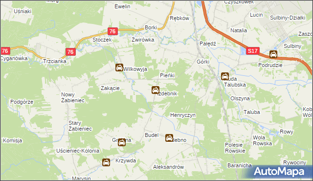 mapa Izdebnik gmina Garwolin, Izdebnik gmina Garwolin na mapie Targeo