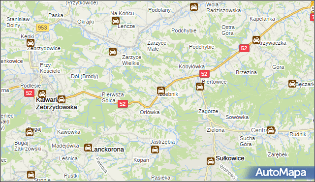 mapa Izdebnik gmina Lanckorona, Izdebnik gmina Lanckorona na mapie Targeo
