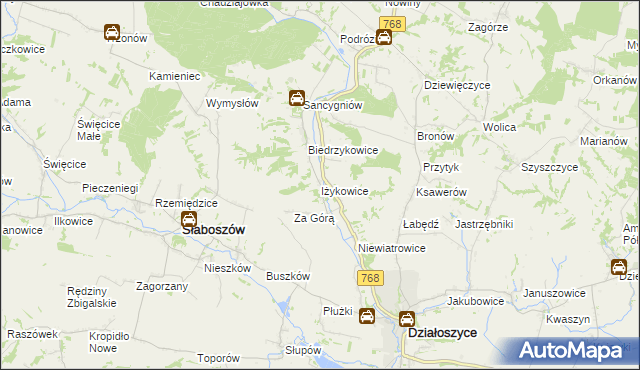 mapa Iżykowice, Iżykowice na mapie Targeo