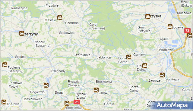 mapa Jabłonica gmina Skołyszyn, Jabłonica gmina Skołyszyn na mapie Targeo