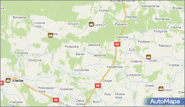 mapa Jabłonna gmina Wyśmierzyce, Jabłonna gmina Wyśmierzyce na mapie Targeo