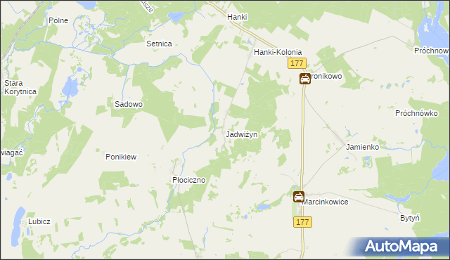 mapa Jadwiżyn gmina Mirosławiec, Jadwiżyn gmina Mirosławiec na mapie Targeo