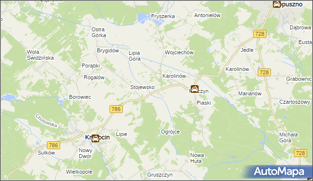 mapa Jakubów gmina Krasocin, Jakubów gmina Krasocin na mapie Targeo