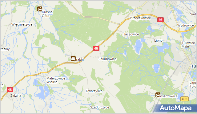mapa Jakubowice gmina Niemodlin, Jakubowice gmina Niemodlin na mapie Targeo