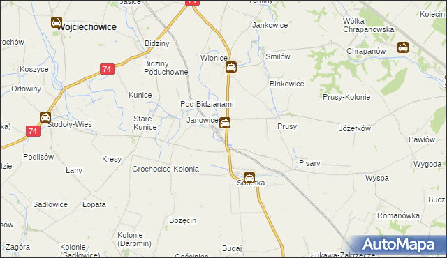 mapa Jakubowice gmina Ożarów, Jakubowice gmina Ożarów na mapie Targeo