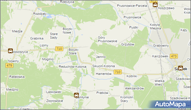 mapa Jamno gmina Szadek, Jamno gmina Szadek na mapie Targeo