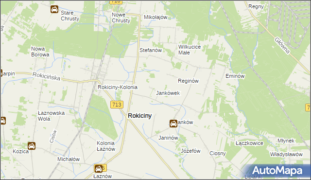 mapa Jankówek gmina Rokiciny, Jankówek gmina Rokiciny na mapie Targeo