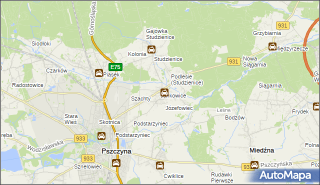 mapa Jankowice gmina Pszczyna, Jankowice gmina Pszczyna na mapie Targeo
