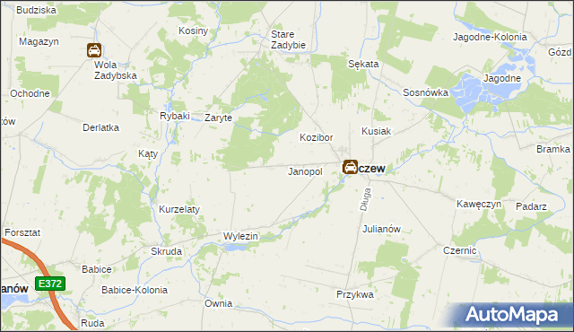 mapa Janopol gmina Kłoczew, Janopol gmina Kłoczew na mapie Targeo