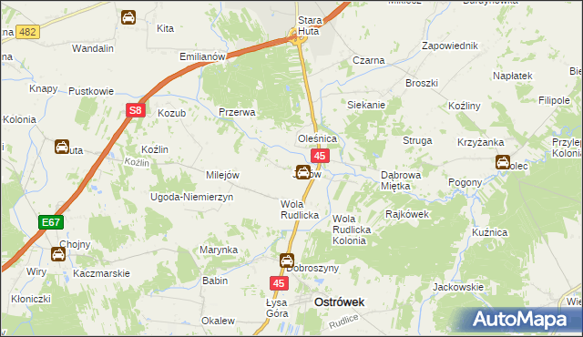 mapa Janów gmina Ostrówek, Janów gmina Ostrówek na mapie Targeo