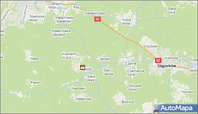 mapa Janów gmina Stąporków, Janów gmina Stąporków na mapie Targeo