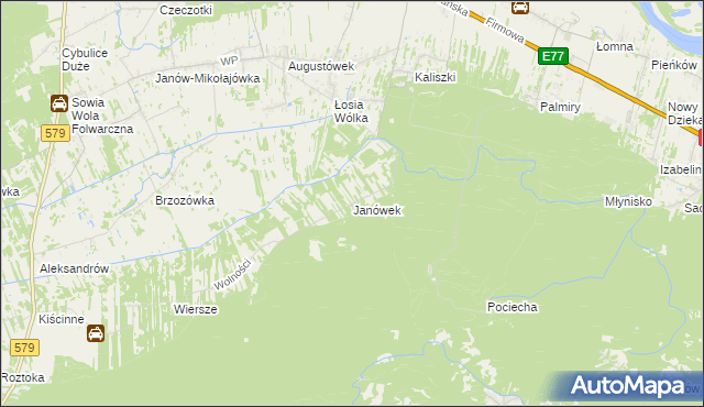 mapa Janówek gmina Czosnów, Janówek gmina Czosnów na mapie Targeo