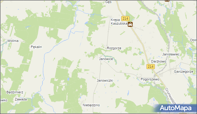 mapa Janowice gmina Nowa Wieś Lęborska, Janowice gmina Nowa Wieś Lęborska na mapie Targeo