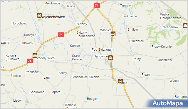 mapa Janowice gmina Ożarów, Janowice gmina Ożarów na mapie Targeo