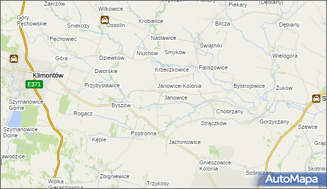 mapa Janowice gmina Samborzec, Janowice gmina Samborzec na mapie Targeo