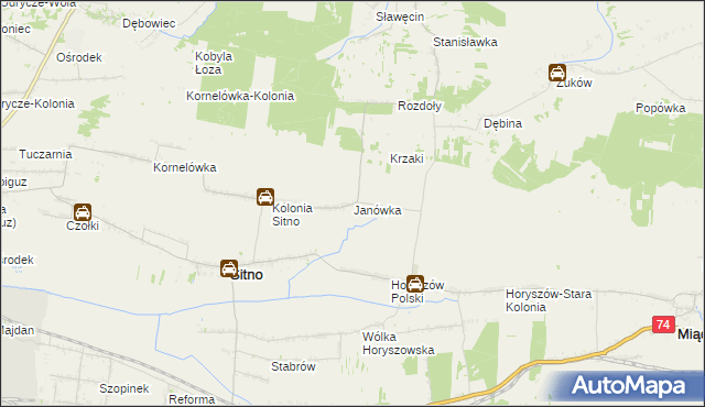 mapa Janówka gmina Sitno, Janówka gmina Sitno na mapie Targeo