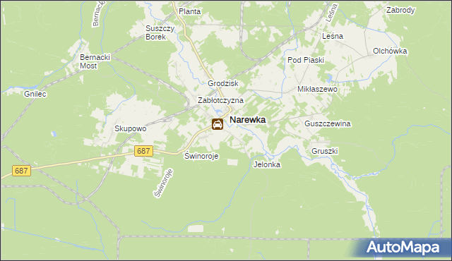 mapa Janowo gmina Narewka, Janowo gmina Narewka na mapie Targeo