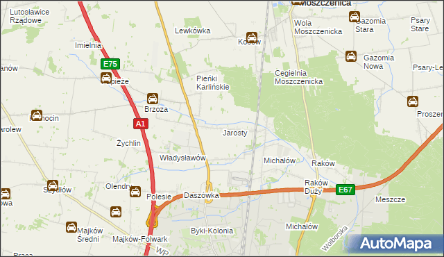 mapa Jarosty, Jarosty na mapie Targeo