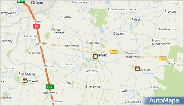 mapa Jasieniec powiat grójecki, Jasieniec powiat grójecki na mapie Targeo