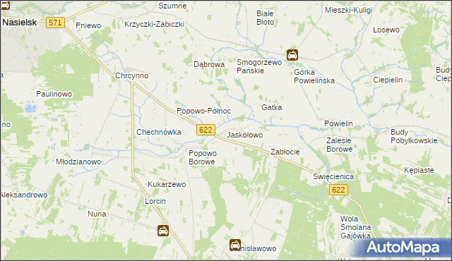 mapa Jaskółowo, Jaskółowo na mapie Targeo