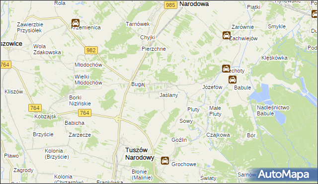 mapa Jaślany, Jaślany na mapie Targeo