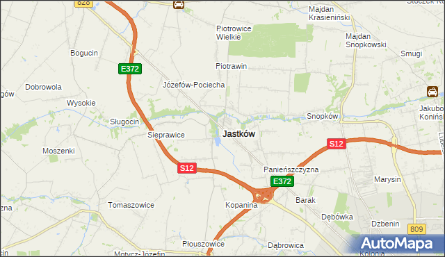 mapa Jastków powiat lubelski, Jastków powiat lubelski na mapie Targeo