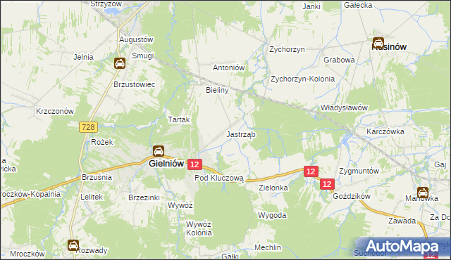 mapa Jastrząb gmina Gielniów, Jastrząb gmina Gielniów na mapie Targeo