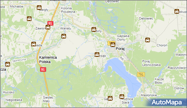 mapa Jastrząb gmina Poraj, Jastrząb gmina Poraj na mapie Targeo