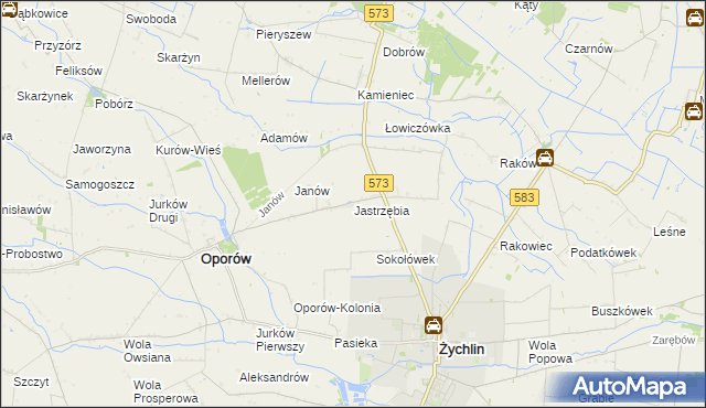 mapa Jastrzębia gmina Oporów, Jastrzębia gmina Oporów na mapie Targeo